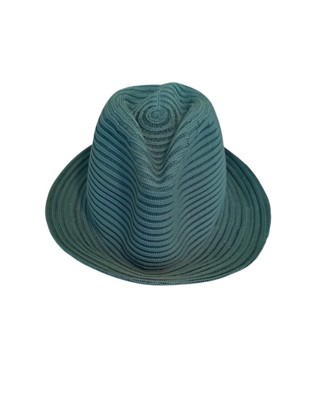 Kangol Spiral Tex Arnold Teal Small Braided Knit Fedora Hat Made In Taiwan